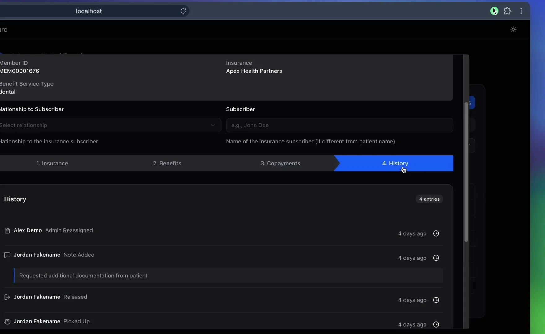 Verification history and audit trail