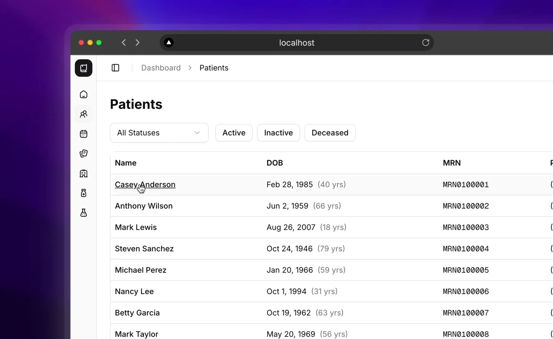 Patient list view